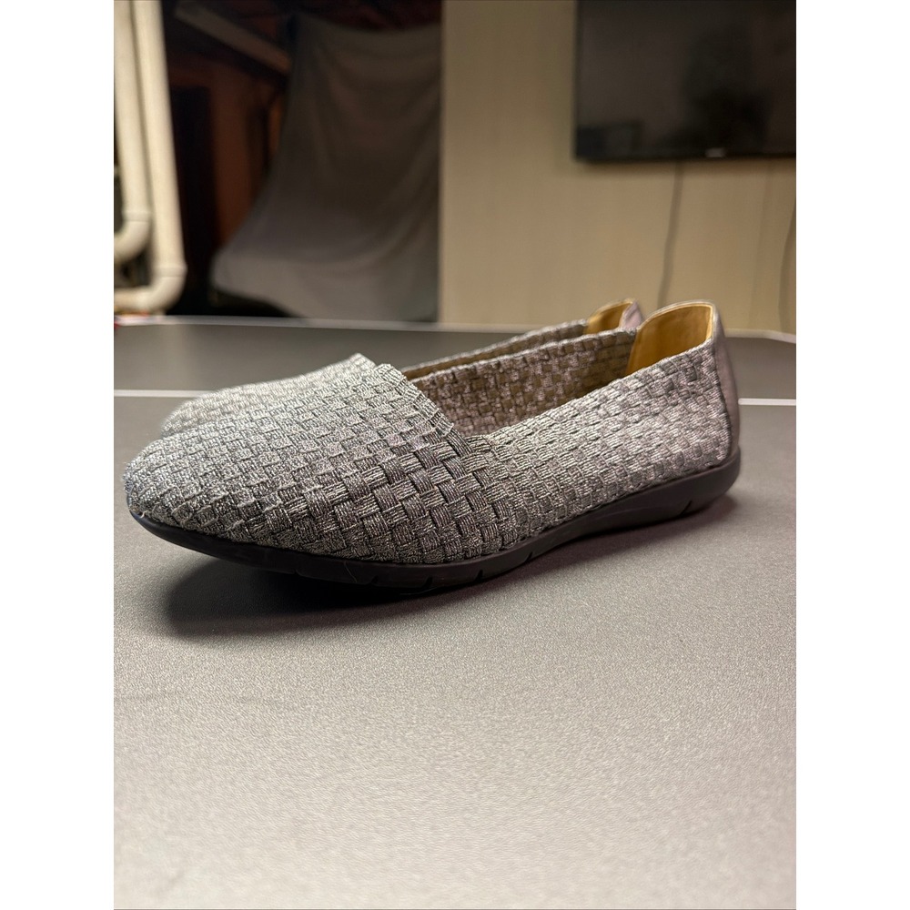 Comfortview Women's Size 9 WW Bethany Silver Woven Fabric Slip On
